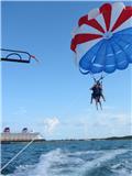 Julia parasailing in front of our ship