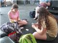 Playing cards while waiting for the flight