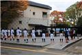 Baseball team practicing in Osaka Castle Park