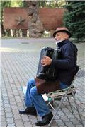 Accordion player in Park of 28 Panfilovtsev