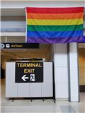 Newark airport decorated for Pride
