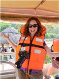 Rocking my life vest on the Kazinga Channel Cruise